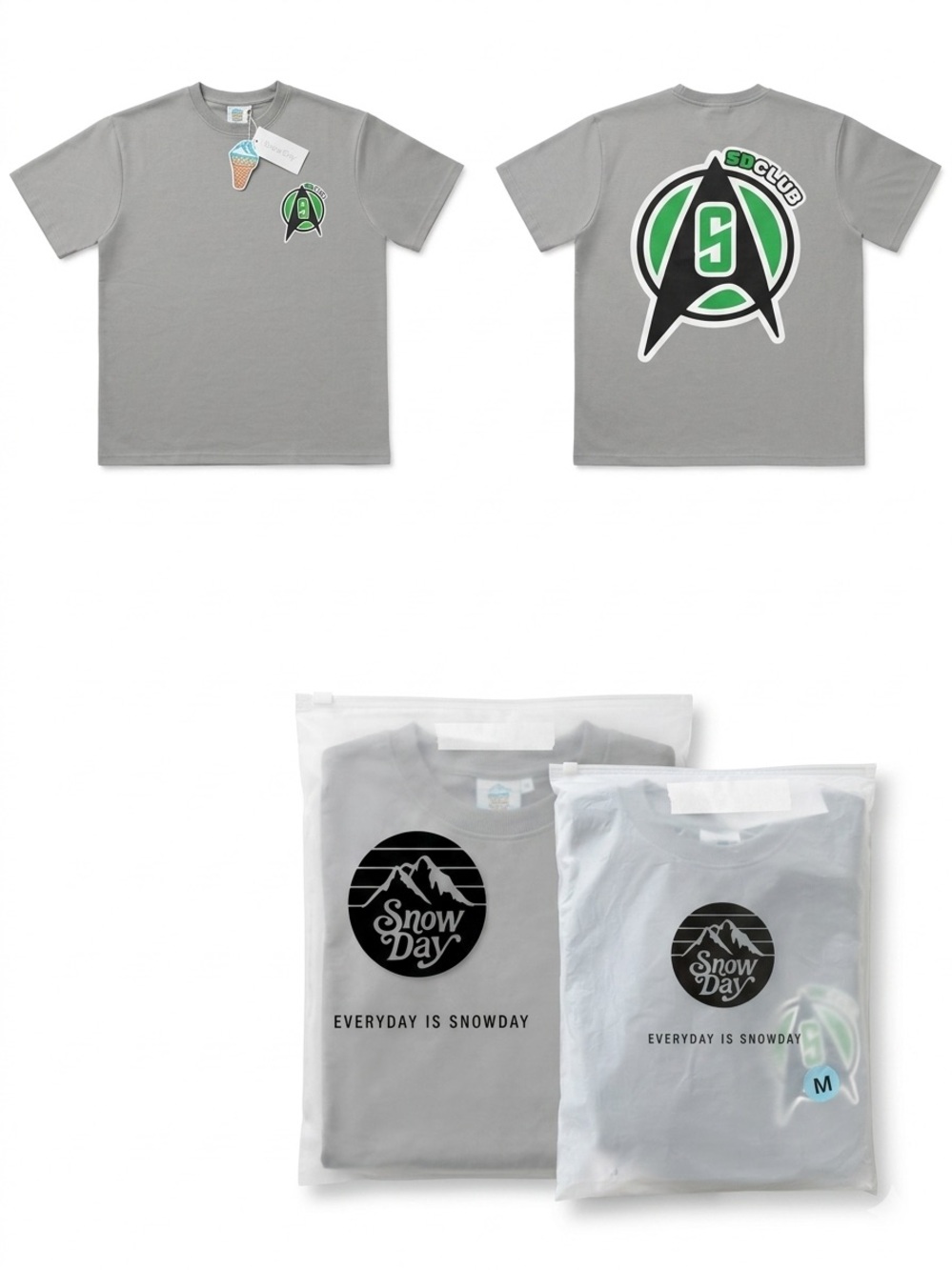 Snowday Premium Graphic Tee - Gray with Green Accent